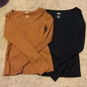 2 SO long sleeves black and orange/rust